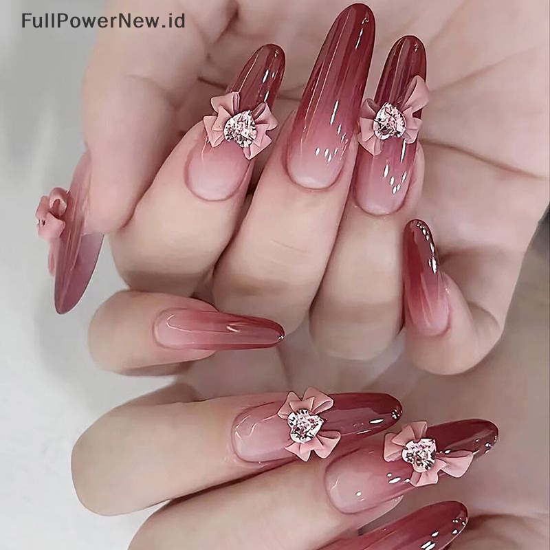 Power 10Pcs 3D Nail Art Dekorasi Jantung Berlian Ikatan Simpul DIY Manicure Aksesoris ID