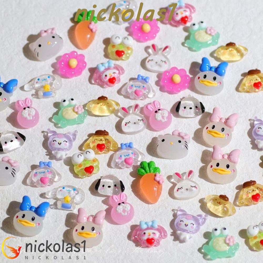 Nickolas1 Dekorasi Nail Art DIY 10pcs Kuromi Resin Kawaii Cinnamoroll Hiasan Kuku Hewan