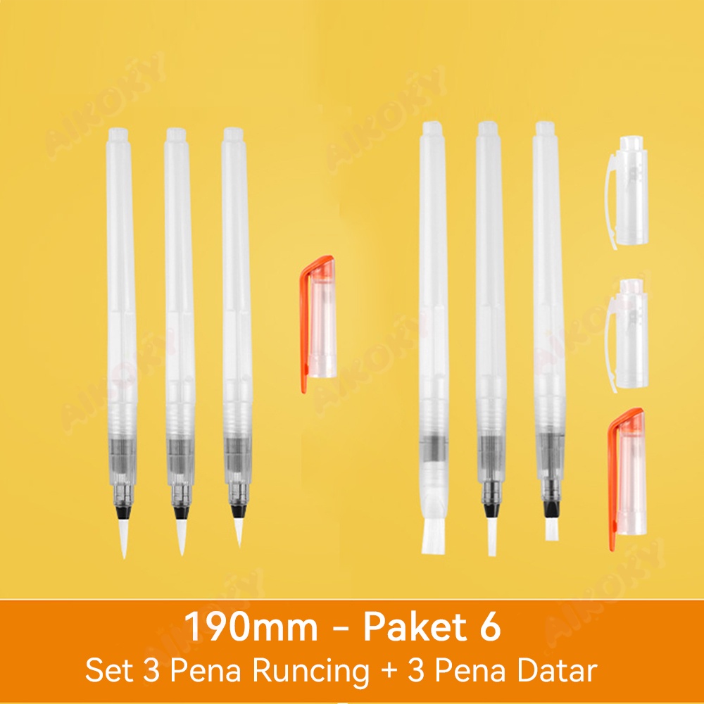 Aikoky Kuas Cat Air Lembut Untuk Melukis Water Pen Set / 6 Paket