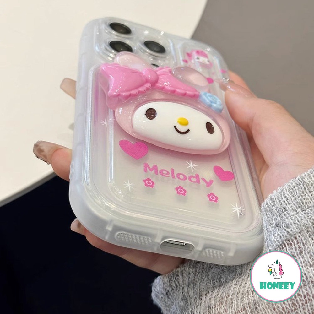 Casing Ponsel Sanrio Kartun 3D Untuk Apple14 13 12 Pro MAX Case iPhone 11 Pro MAX XR XS MAX 7Plus8Plus Melodi Bening Silikon Anti-Drop Soft Cover