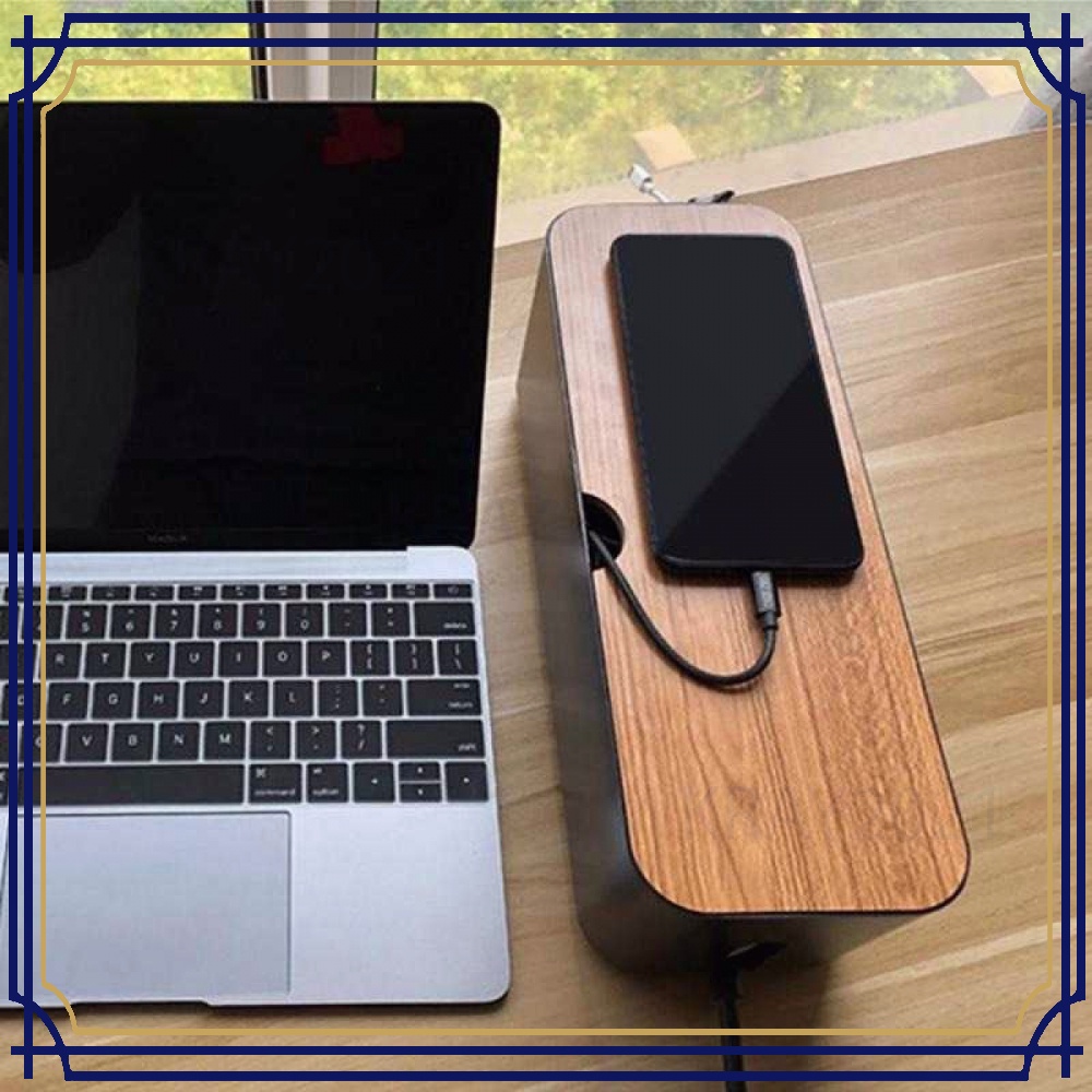 Kotak Kayu Organizer Manajemen Kabel Charger - FT-100