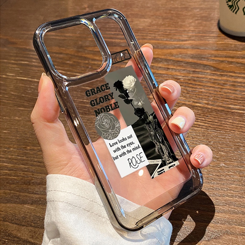 IPHONE Grace Flower Rose Case Untuk Iphone6 Kompatibel 7 8 6Plus 7Plus 8Plus 11 14 Pro Max X XS XR 11 12 13 14 Pro Max SE 2020 2022 Plating Electroplated Buttons Shockproof Cover