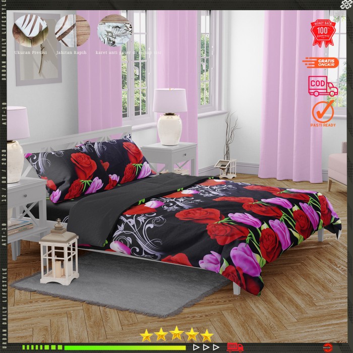 Sprei set motif elegan 90x200/100x200/120x200/160x200/180200/200x200