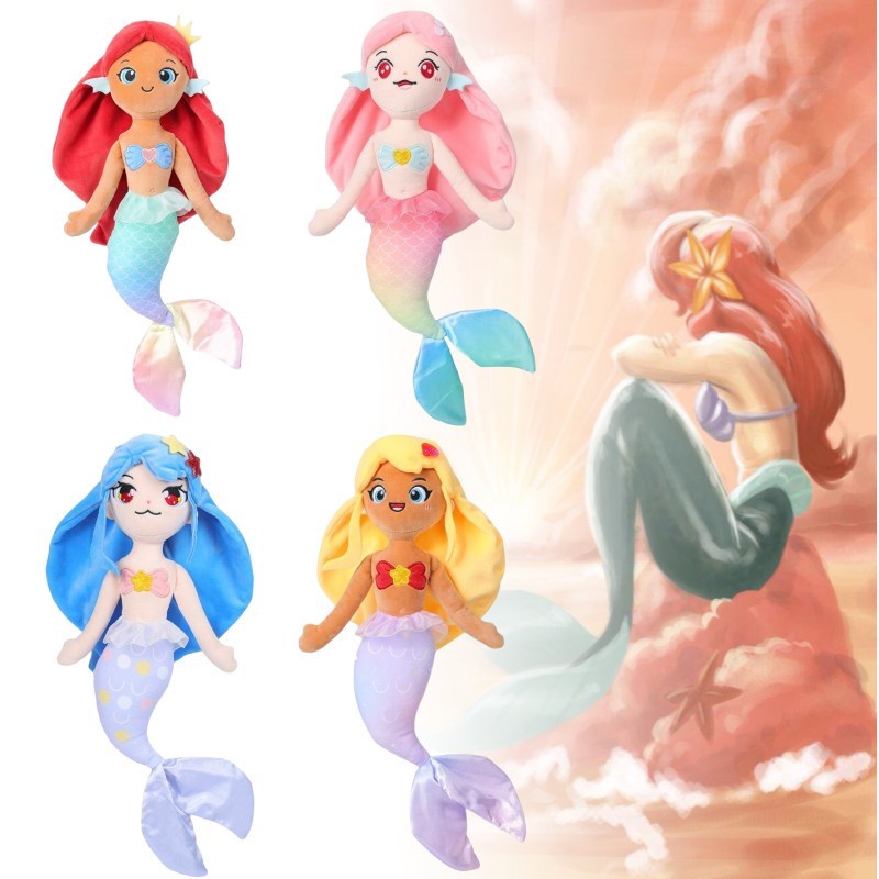 [in Stock]40cm Disney Mermaid Mainan Mewah Mermaid Warna-Warni Putri Boneka Boneka Hadiah Untuk Anak Dekorasi Rumah Mainan Untuk Anak Lempar Bantal
