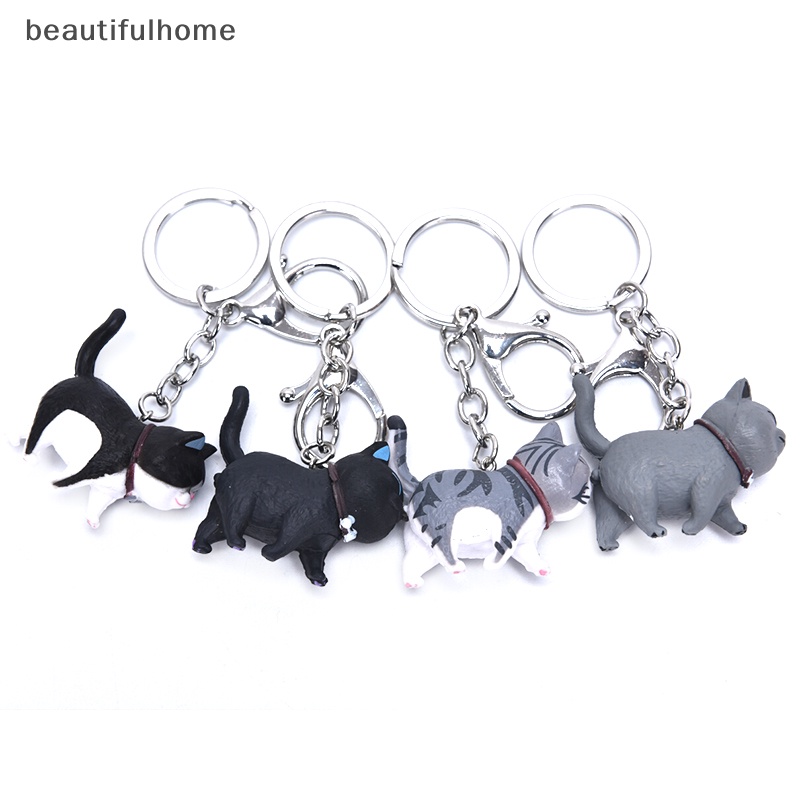 {beautifulhome} New Lovely Cat Kitten Keychain Gantungan Kunci Handbag Liontin Ornamen Hadiah Mainan Anak.