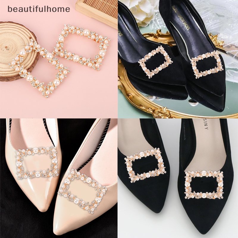 {beautifulhome} 1pc Mutiara Berlian Imitasi Klip Sepatu Logam Gesper Sepatu Pesta Pernikahan Dekorasi Tumit Tinggi.