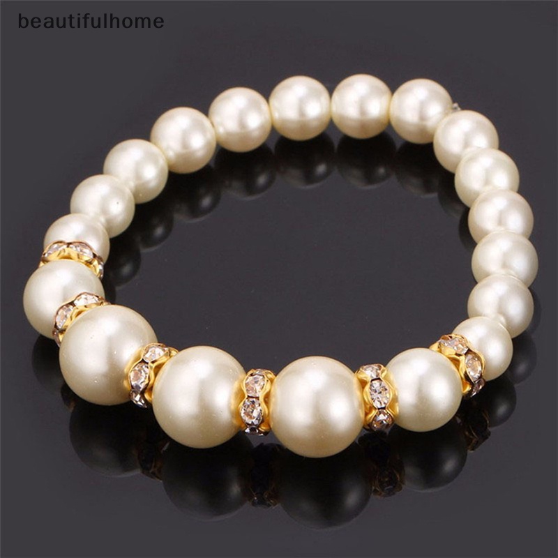 {beautifulhome} 3in1 Set Elegan Simulasi Mutiara Kalung Anting Gelang Panjang Kalung Wanita Pengantin Pernikahan Perhiasan Hadiah.