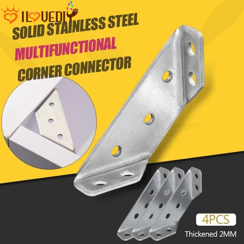 Penyangga Sudut Siku Sudut Siku Aksesoris Furniture/Penyambung Sudut Furniture Universal Penyangga Segitiga/(1support +4 Sekrup) Stainless-Steel Angle Bracket Pengikat/