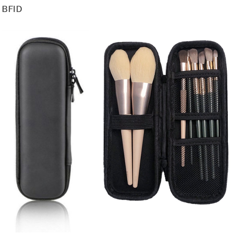 [BFID] Brush Case Makeup Wanita Pure Black Kecil Tas Kosmetik Kotak Penyimpanan Alat Kecantikan [ID]