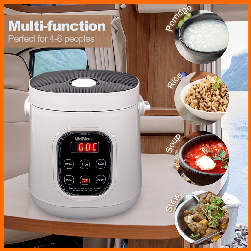 MIDIMOUSE Rice Cooker 2 in 1 Car home Use - Rice Cooker Portable 2L
