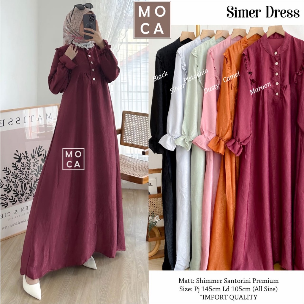 SIMER DRESS | MAXY WANITA MOTIF POLOS CANTIK ORI MOCA