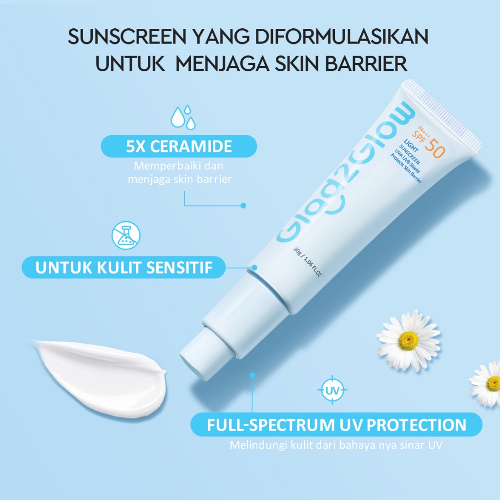 RADYSA - Glad2Glow Light Sunscreen Gel UV SPF50 PA+++ 30g | Oil-Control Facial Sunscreen Sunblock UVA UVB Sun Protection Face Sunscreen