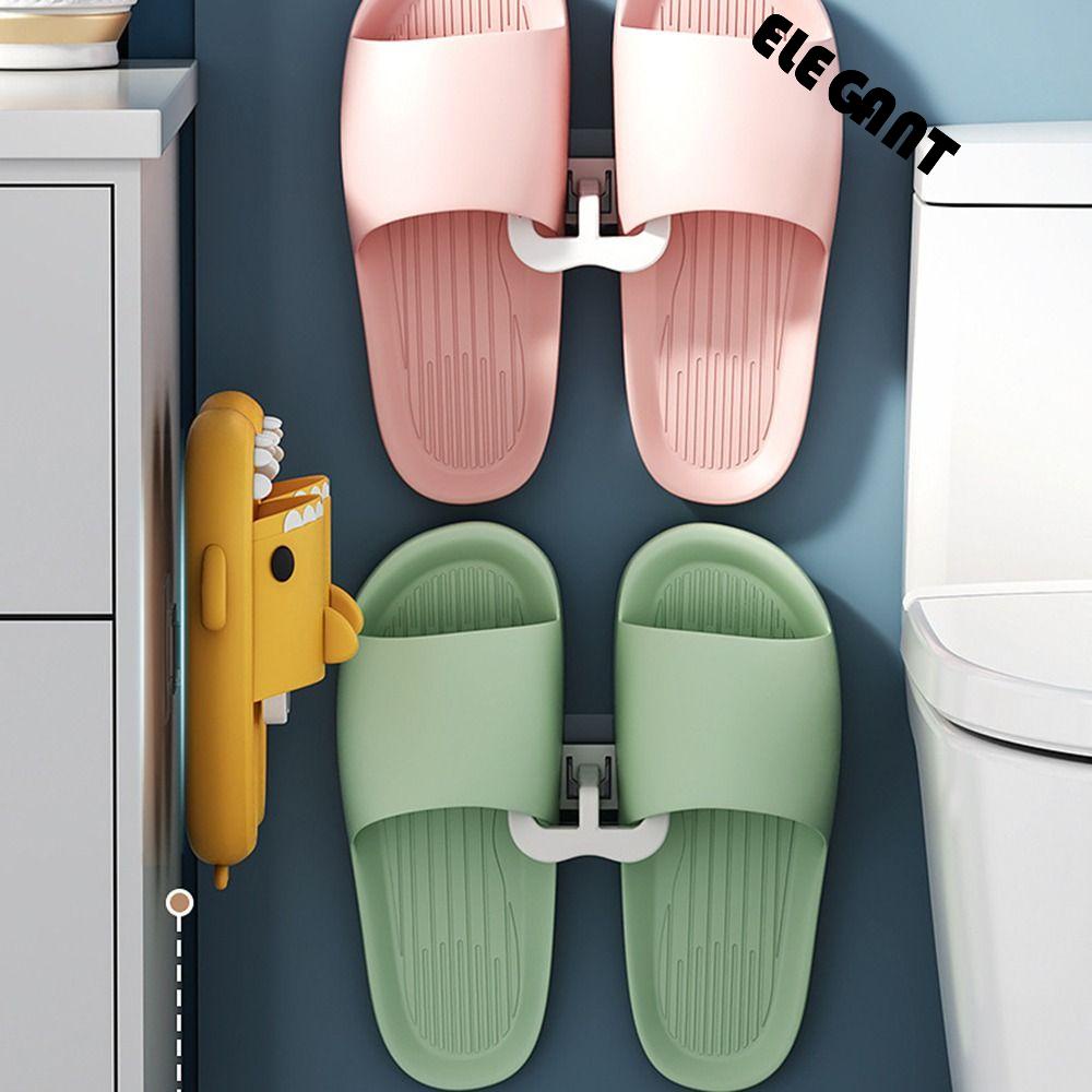 [Elegan] Tempat Sepatu Bathroon Rumah Lipat Dinding Penyimpanan Organizer Sandal Kait