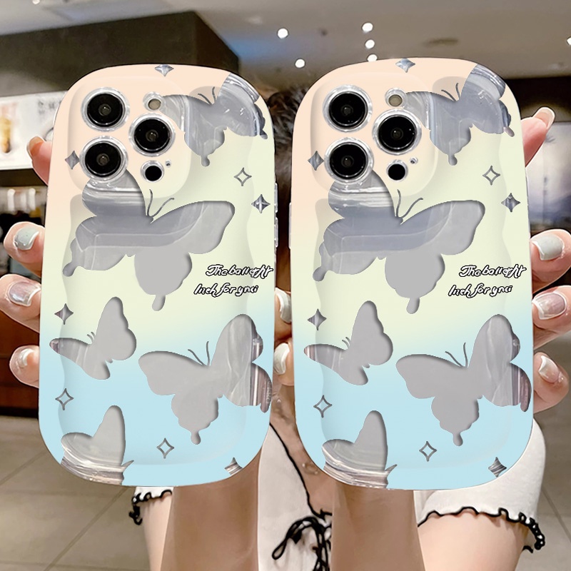 IPHONE Butterfly Casing Ponsel Transparan Kompatibel Untuk Iphone14 13 12 11 Pro Max7 +8 Plus XS X XR Casing Silikon Shockproof Cover Cell Precticer