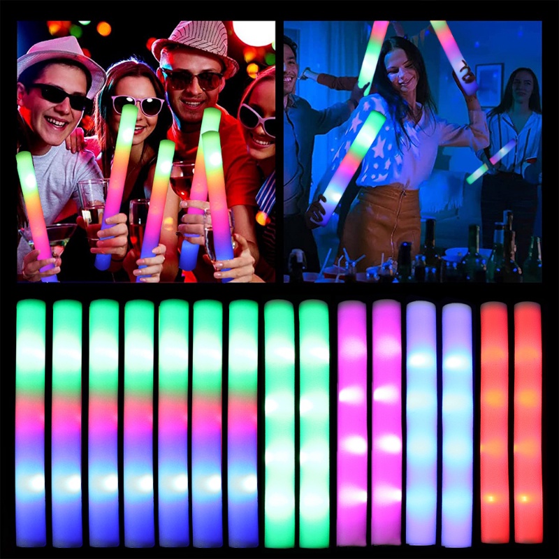 1pc LED Luminous Spons Stik Pesta Busa Glow Stick RGB Neon Gelap Cahaya Untuk Aksesoris Dekorasi Festival Ulang Tahun Pernikahan