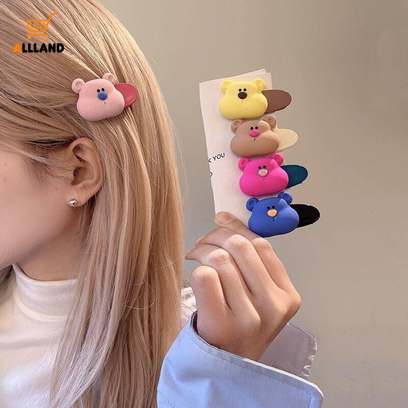 Korean INS Style Candy Color Hair Clip/ Sweet Fashion Cute Little Bear Hair Pins/ Y2K Karet Duckbill Klip Aksesoris Rambut