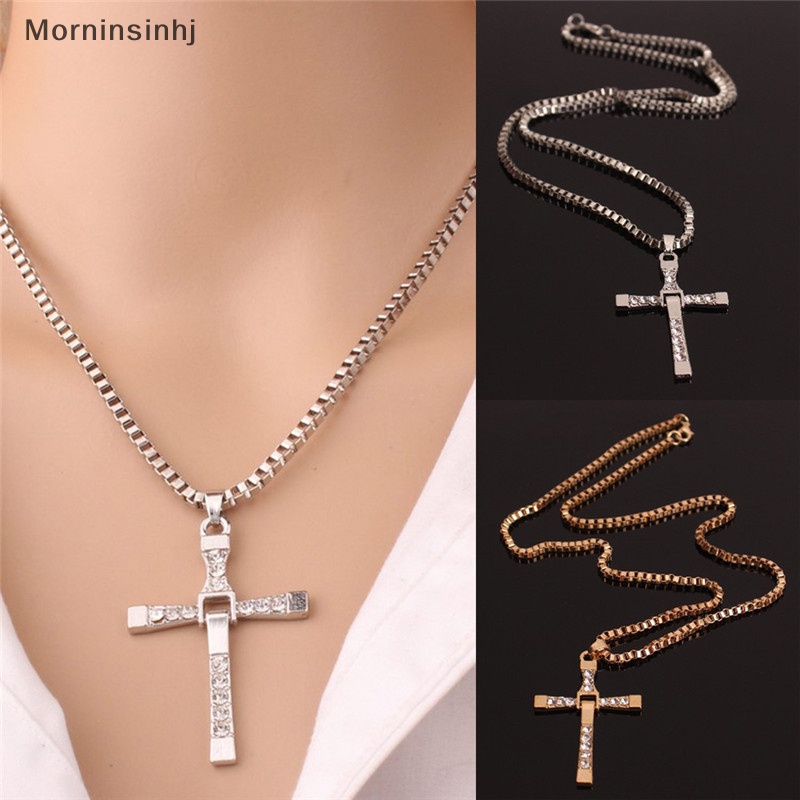 Mornin Fashion Pria Klasik Salib Liontin Kalung Kristal Berlian Imitasi Necklace Jewelry id