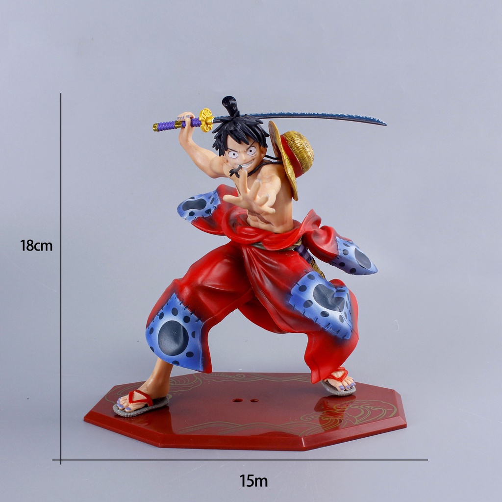 Luffy Swinging Swordman with straw hat Action Figure 18 cm