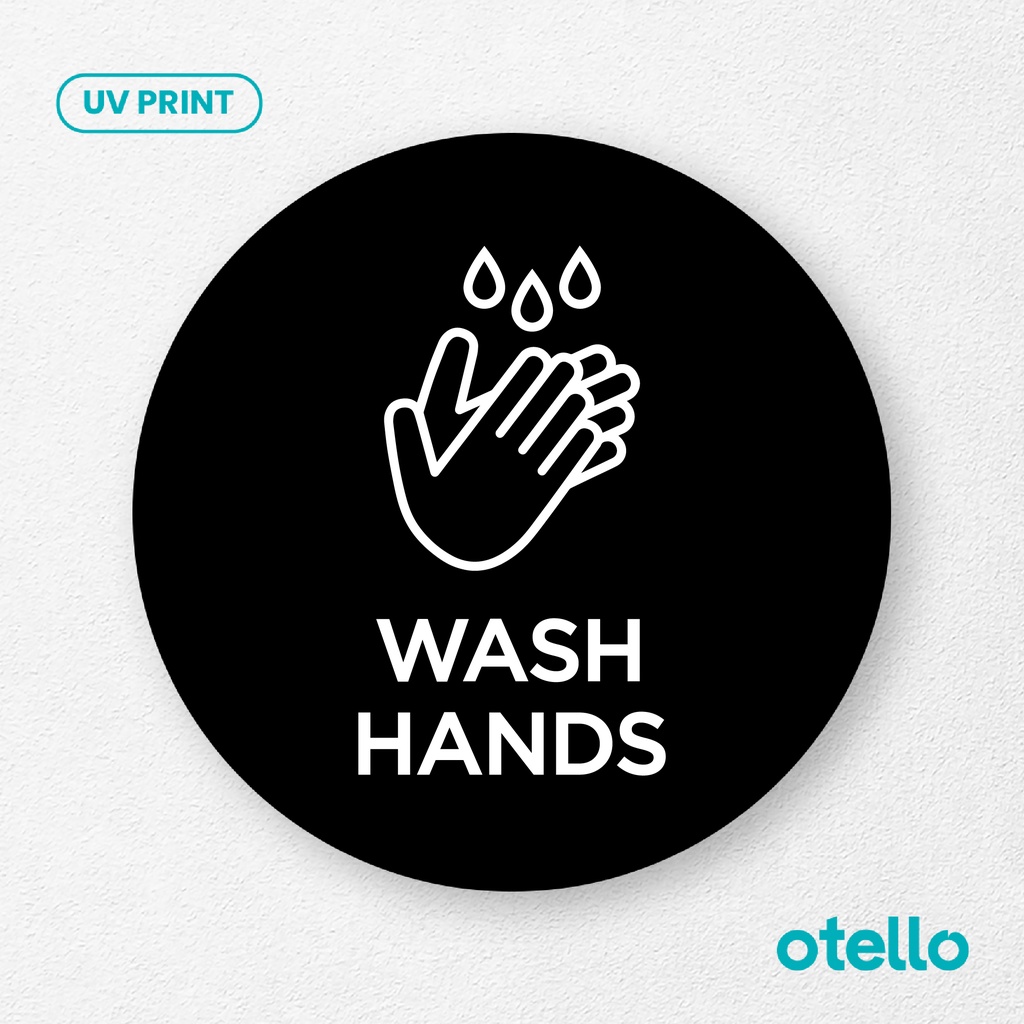 Wash Hands Signage Board Akrilik Tempel Dinding Papan Acrylic Sign Board Signage Tempel Dinding Tulisan Label Tanda Petunjuk Rambu Aklirik UV Print