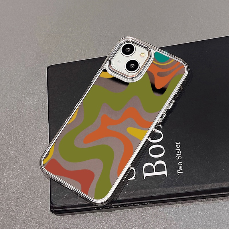 IPHONE Art Lukisan Cermin Ponsel Case Kompatibel Untuk Iphone11 12 13 14 12Pro 13Pro 14Pro Pro Max XR X XS Max Electroplating Tombol Perlindungan Mirror Cover