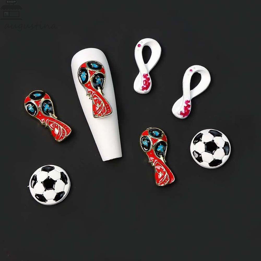 AUGUSTINA Dekorasi Kuku Piala Dunia Agustina Fashion Wanita Piala Piala Dunia Football Cup Nail Ornament 3D Nail Jewelry