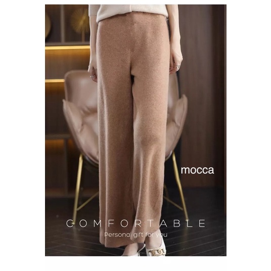 (C97) Celana kulot panjang warna sage / kulot knit panjang 97cm