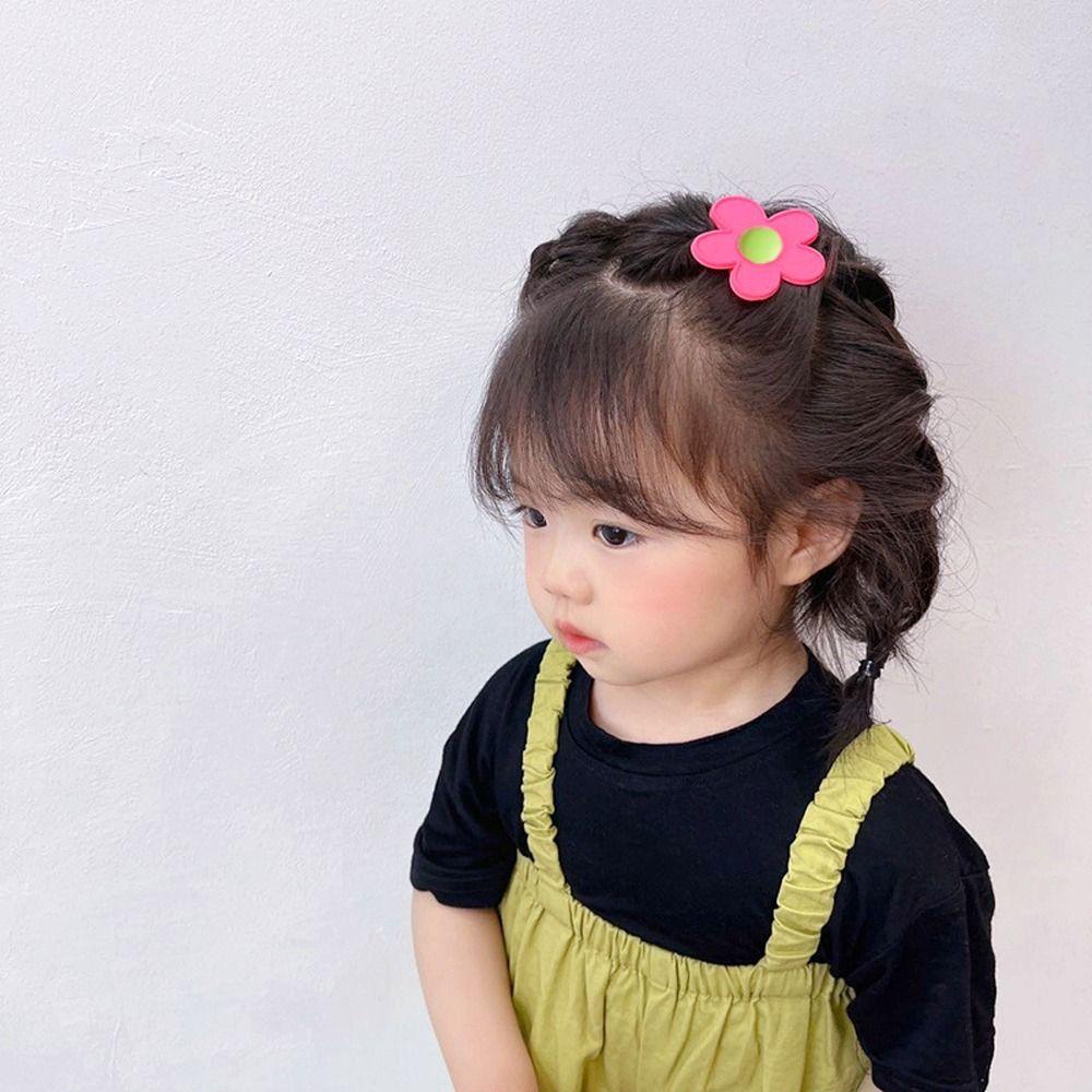 AUGUSTINA Jepit Rambut, Jepit Rambut Warna Permen, Hiasan Kepala Hair Clip Poni Samping Bunga Bahan Plastik Untuk Anak Perempuan