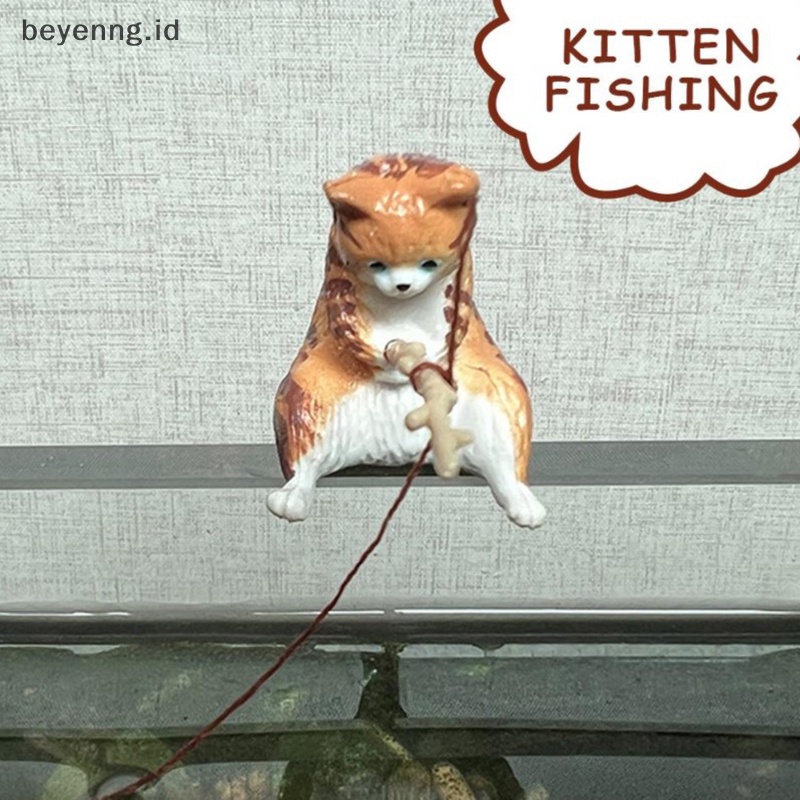 Beyen 1PCS Lansekap Ikan Bentuk Hidup Indah Kartun Memancing Kucing Ornamen ID