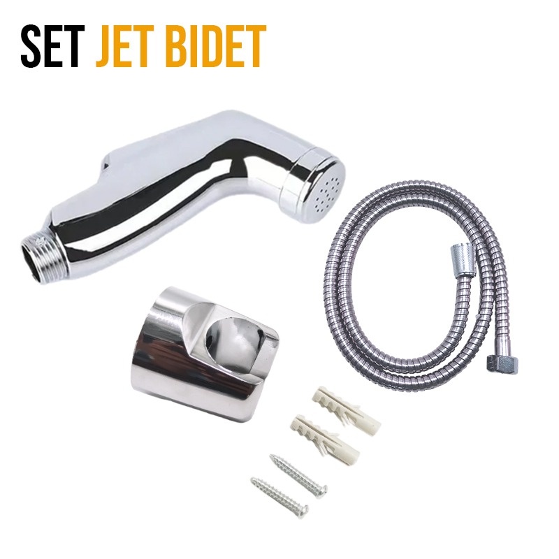 Set Jet Bidet Toilet Shower Cebok Closet Selang + Kepala Shower + Holder