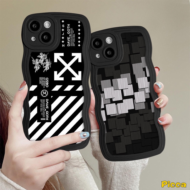 Untuk Vivo Y36 Y16 Y02 Y35 Y15 Y12s Y20 Y15s Y11 Y21s Y22 Y21 Y12 Y30 Y91 Y12i Y22s Y02s V25E V20 Y15A Y91C V25 Y17 Y33s Y93 Y50 Fashion Off.White Violent Bear Kaws Wavy Edge Cover