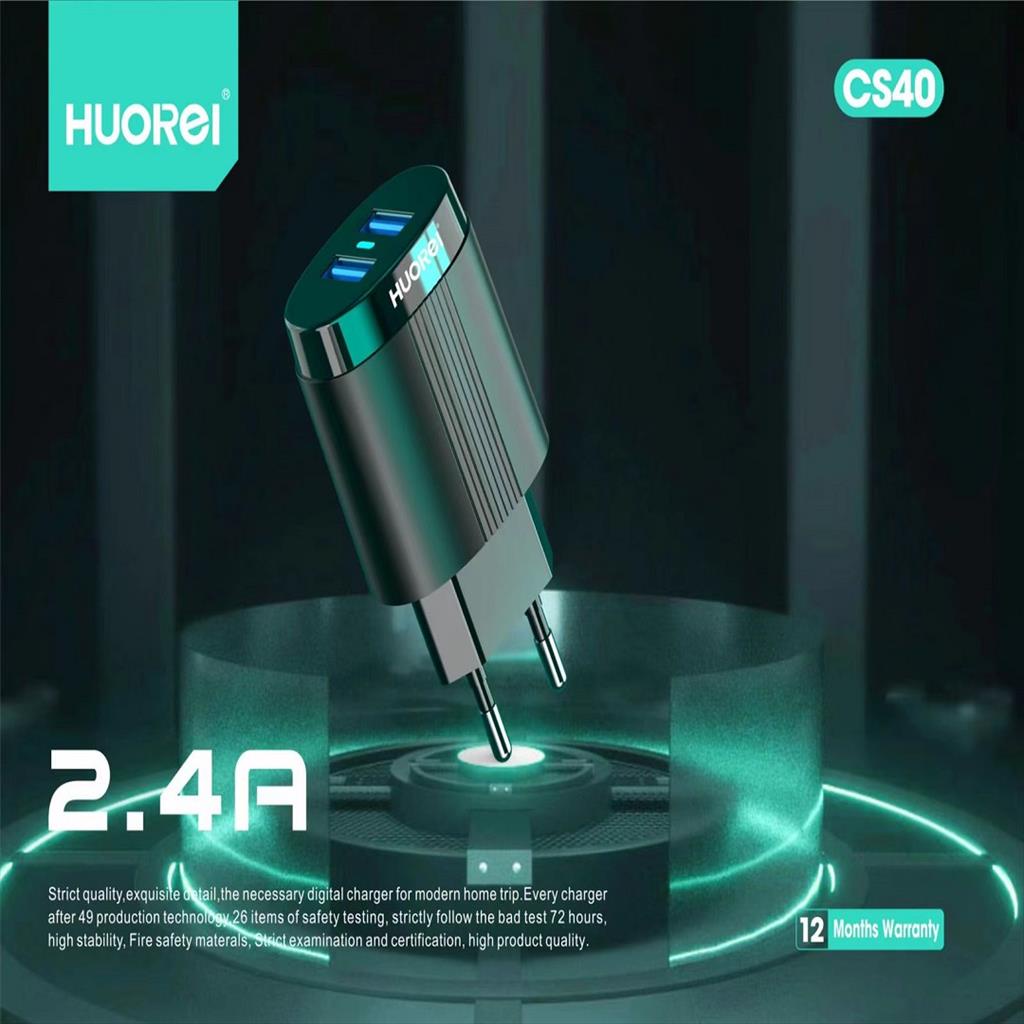 HUOREI CS40 Quick Charge 2.4A USB Charger with LED Gratis kabel Micro
