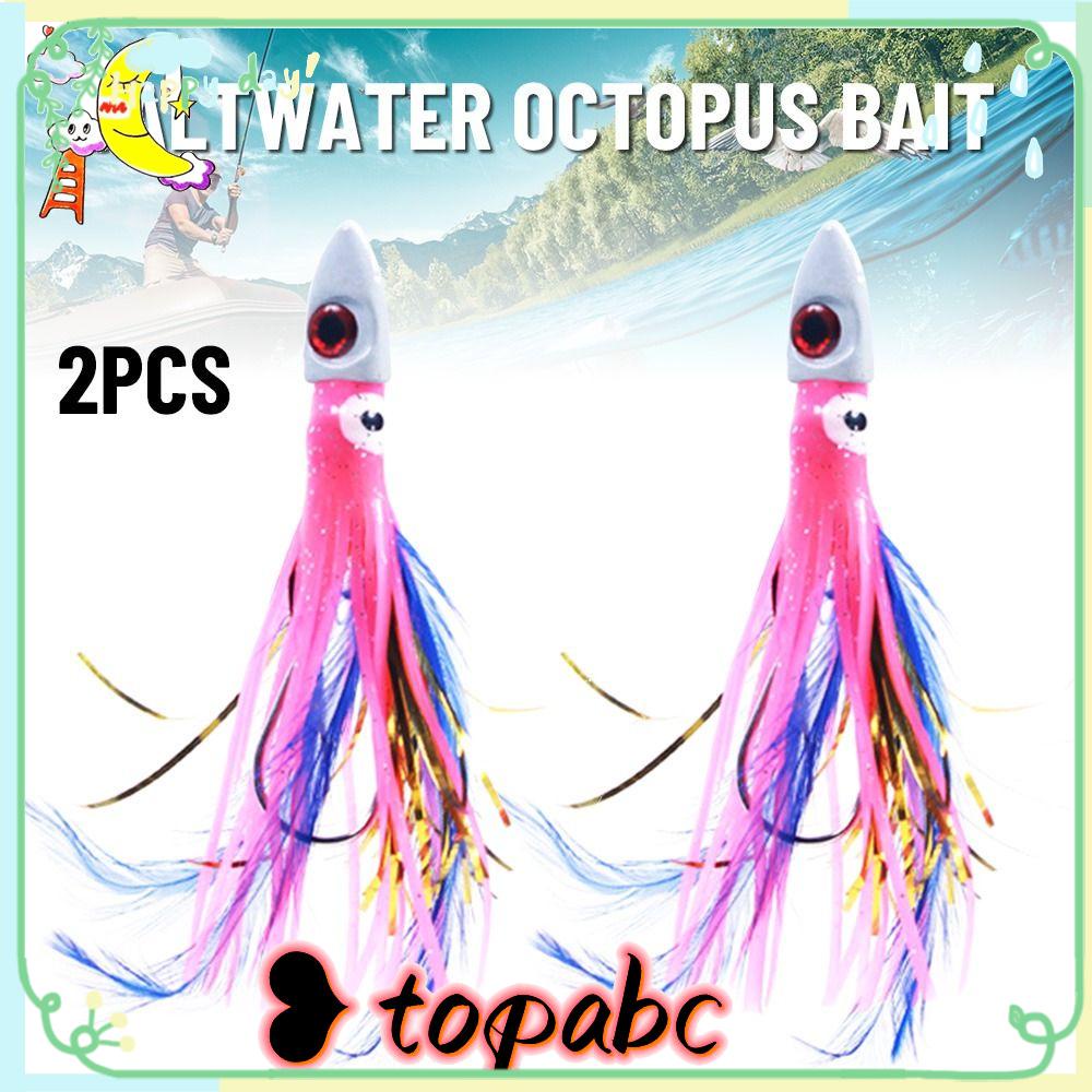 TOP 2pcs Umpan Gurita Air Asin Luminous Tahan Lama Buatan UV 3cm 17g Silikon Lembut Ekor Panjang