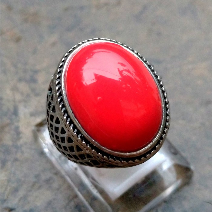 Cincin Batu Akik Marjan Ring Tanam Titanium