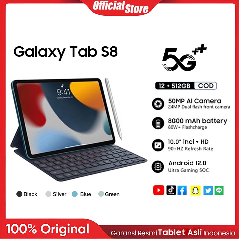 【Quality seller】Tablet murah Tab S8 Tablet PC  smart Tablets terbaru cuci gudang 2023 RAM12GB ROM 512GB 128GB Android original asli Asli Baru Wifi 4G 5G gaming tab Untuk Anak Belajar hp tablet