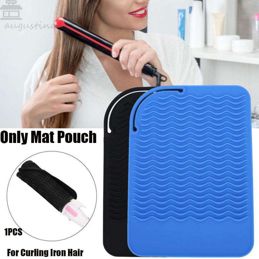 AUGUSTINA Silicone Mat Pouch Professional Home Non-slip Alat Styling Multi Fungsi Untuk Besi Datar