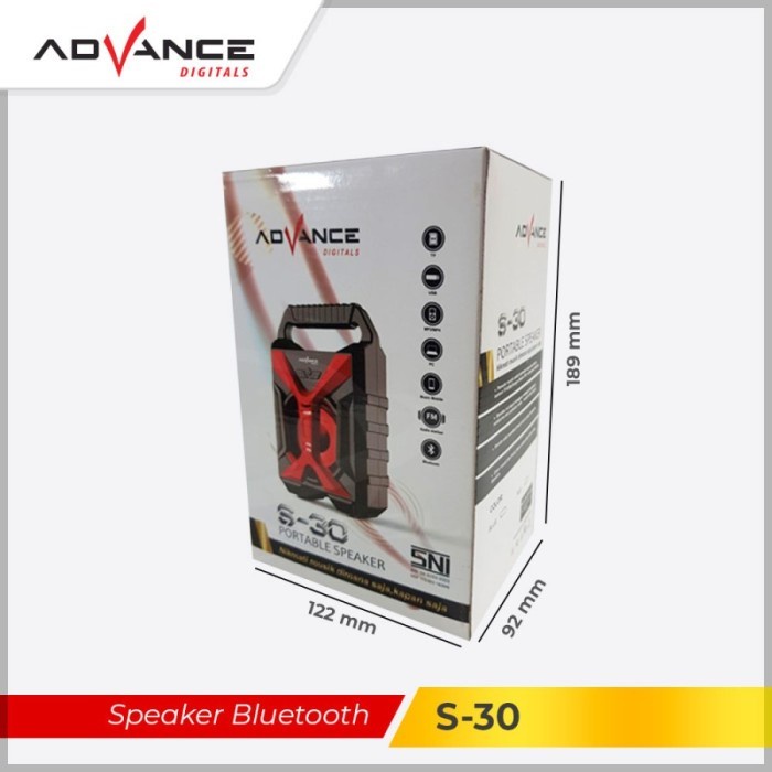 ADVANCE S30 S-30 Speaker Bluetooth Portable Kotak Musik Super BASS Resmi
