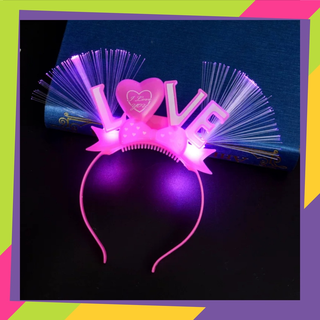 5106 / Bando anak pita love lampu LED nyala / Bandana pita love model korea