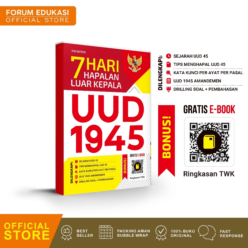 

Buku UUD 1945 Untuk kedinasan dan CPNS 7 Hari Hapalan Luar Kepala UUD 1945 Terbaru