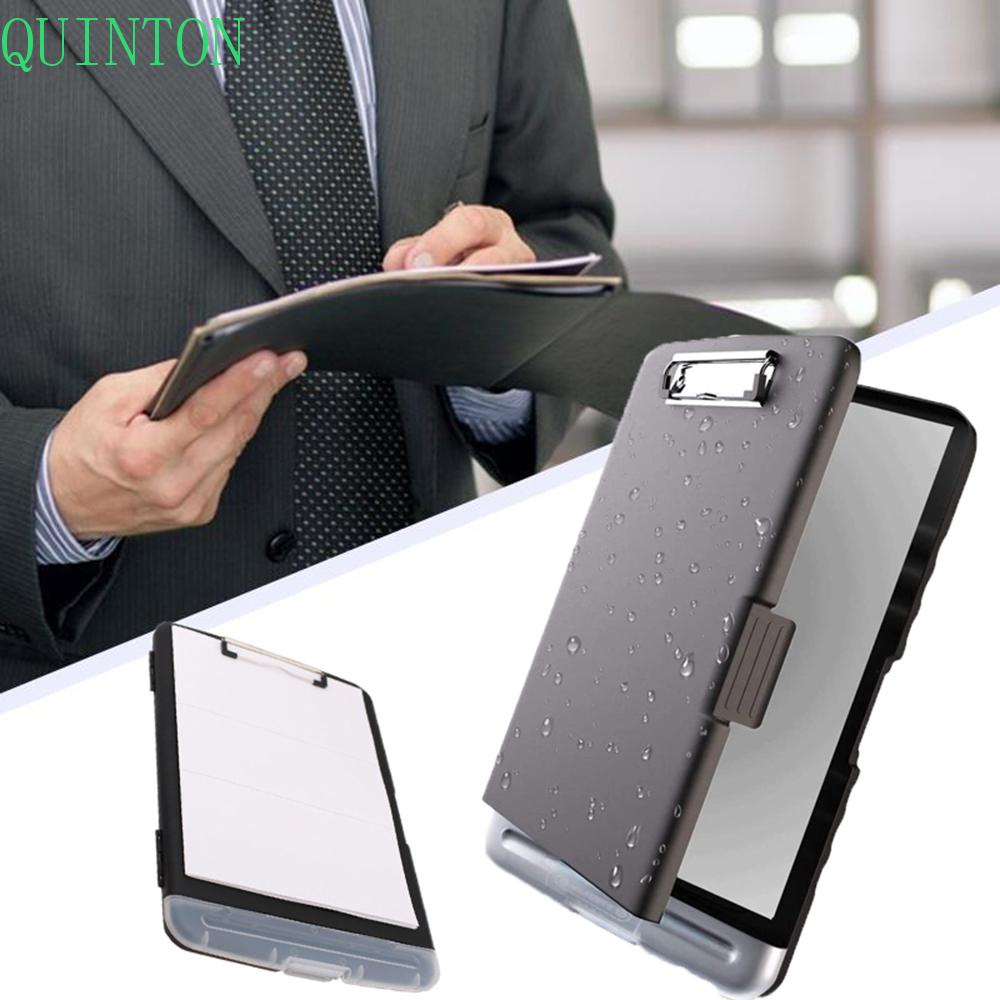 QUINTON Clipboard Box Portable File Plastik Organizer Tempat Pulpen Dengan Penyimpanan Slimcase Box Multifungsi