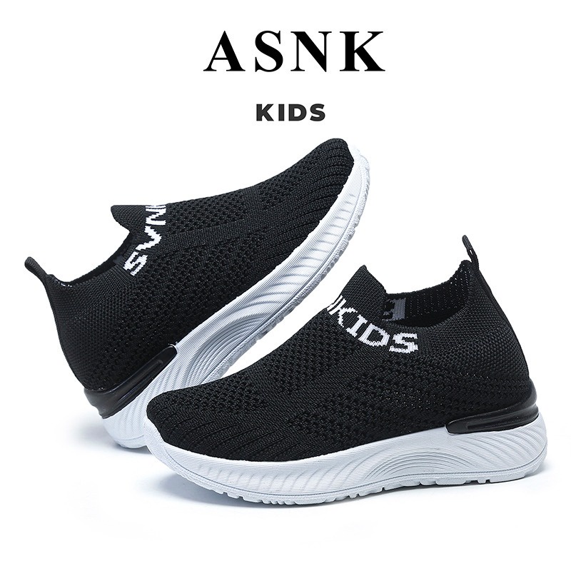 [GROSIR][COD] SEVEN_DAY SEPATU SLIP ON RAJUT ANAK-ANAK UNTUK USIA 3-9 TAHUN / BOY &amp; GIRL WM2331 HITAM