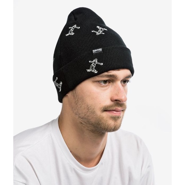 Thrasherr Gonz Pattern Black Beanie