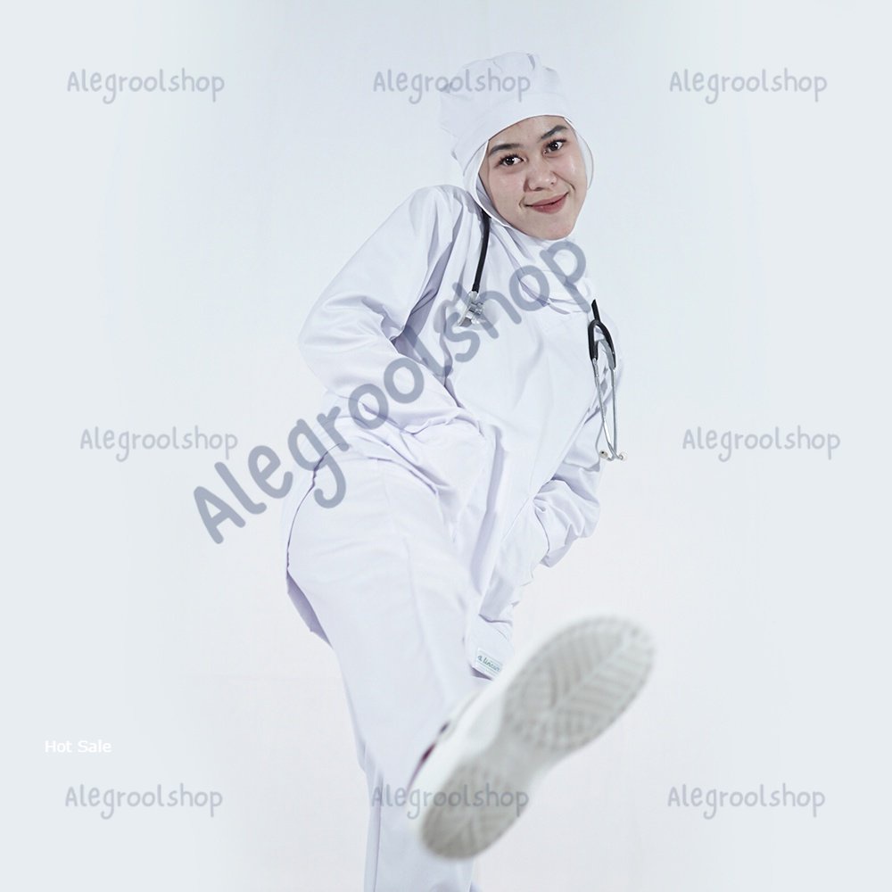 Doctor Scrub's set Baju OK Lengan Panjang Putih series 'My Basic'