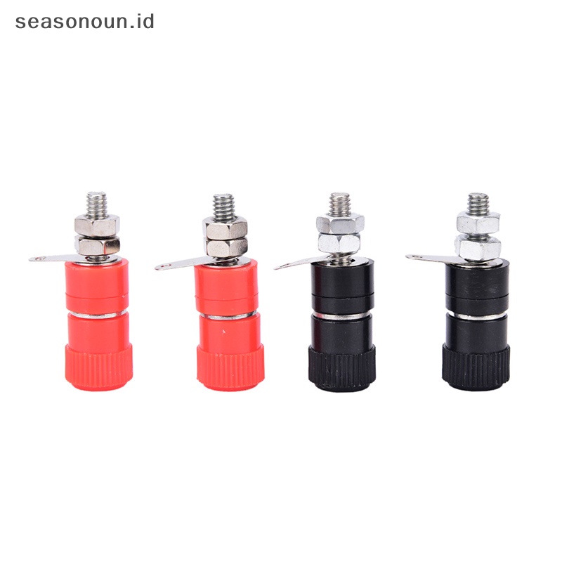 Rjmeasonoun 4pcs speaker amplifier terminal binding post banana plug socket konektor perempuan .