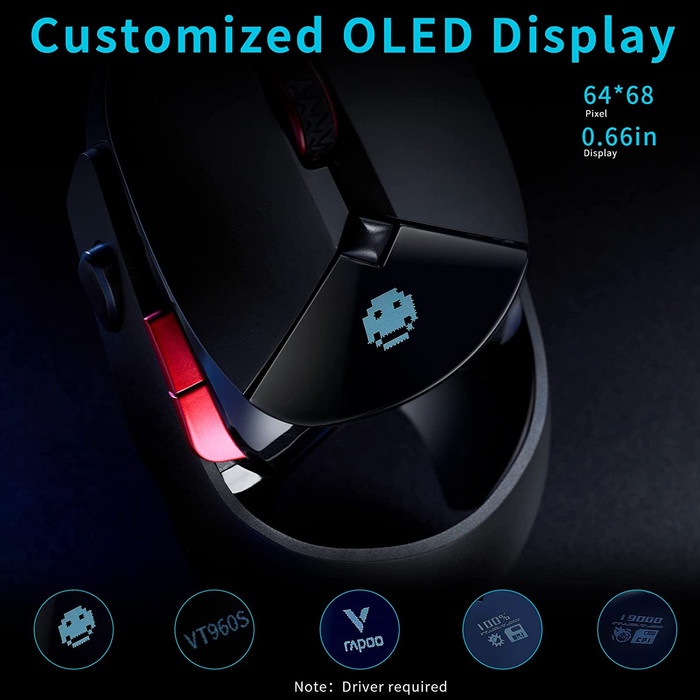 Rapoo VT960s Wireless Wired Gaming Mouse OLED Display PMW3389 Metal