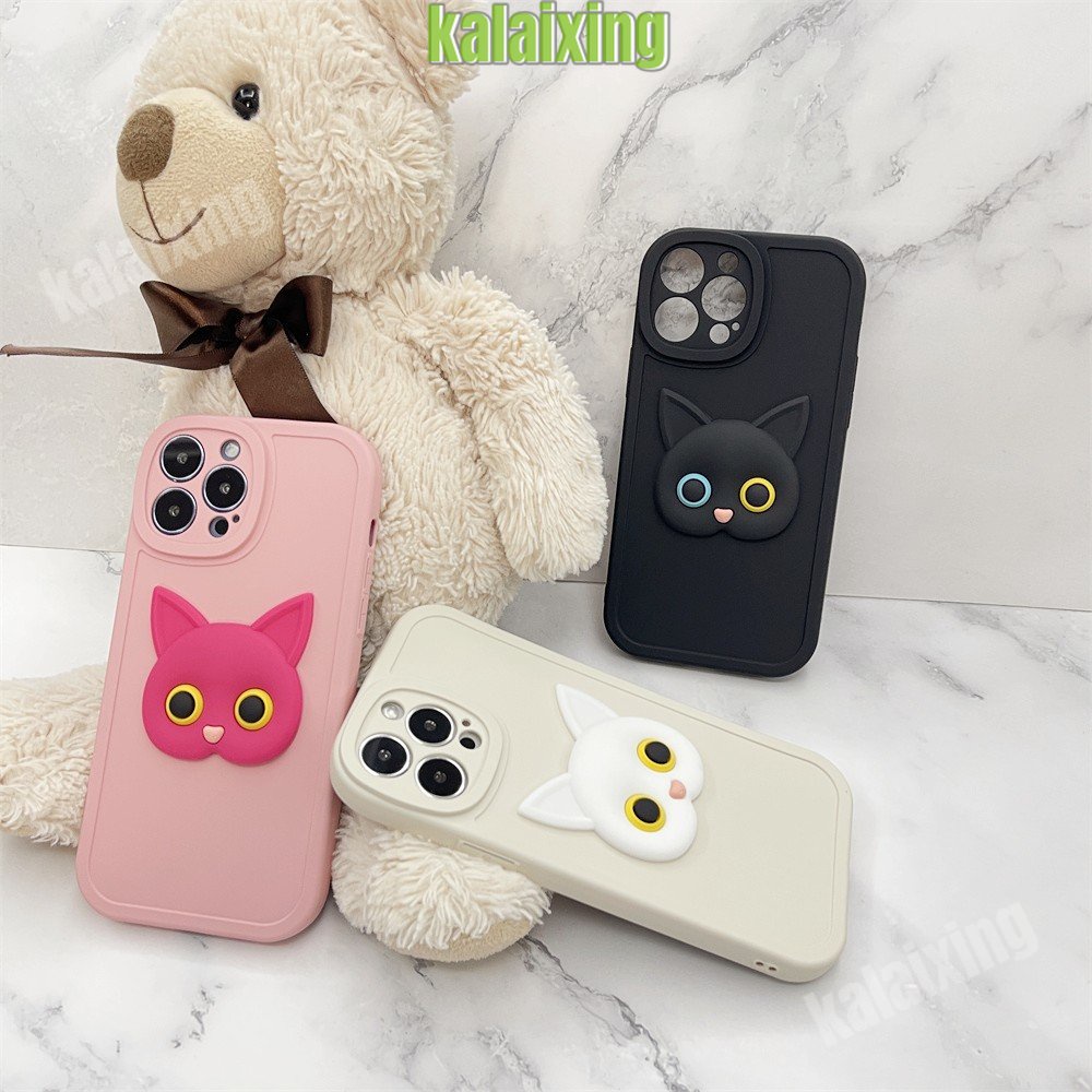 Casing Silikon Lembut Untuk iPhone 11Pro 13 Pro Max12 11 Pro Max7/8 X XS Max XR 7Plus 8Plus Casing 3D Kucing Penutup Belakang Beludru Di Dalam