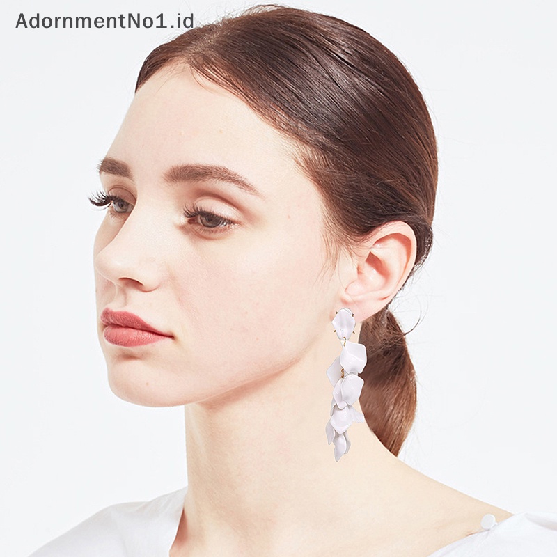 [AdornmentNo1] 1pasang kelopak bunga akrilik Fashion gaya korea anting juntai panjang trendi cahaya Ear Stud