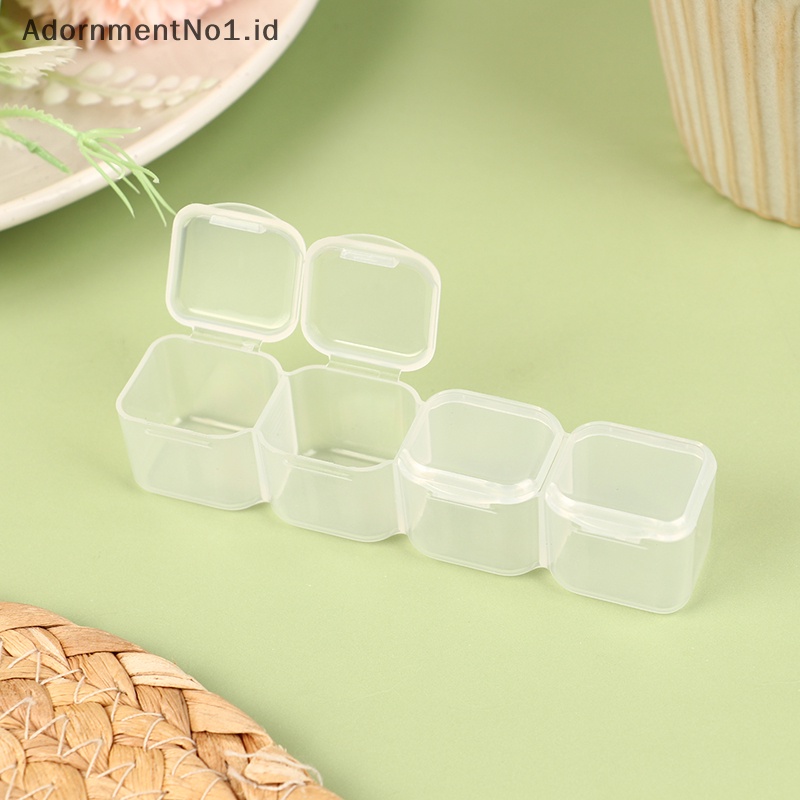 [AdornmentNo1] 4grids Pill Case transparan penyimpanan obat mingguan Tablet Pill Box tempat penyimpanan perhiasan kotak Organizer