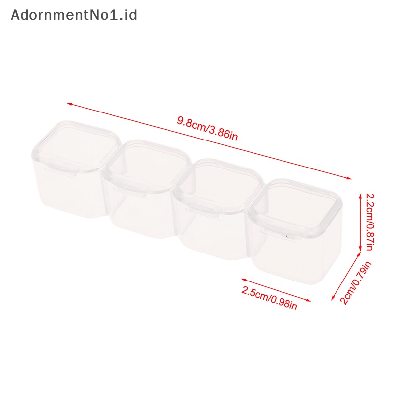 [AdornmentNo1] 4grids Pill Case transparan penyimpanan obat mingguan Tablet Pill Box tempat penyimpanan perhiasan kotak Organizer