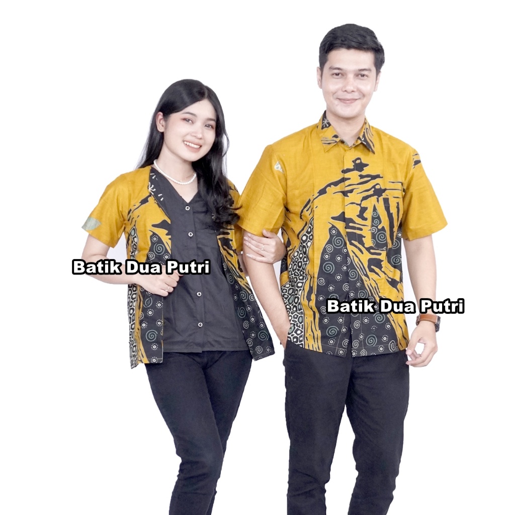 Batik Wanita Modern Kemaja Pria Couple Trendy Batik Dua Putri-kunyit