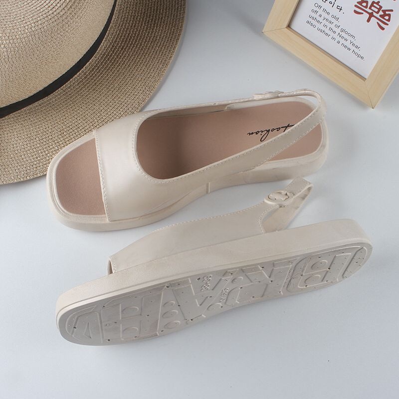 SHOEGALLERY TG1740 Sandal Slop Wanita Import Tapak Tebal Tali Belakang Kekinian